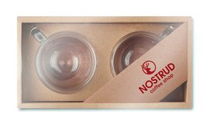 BELIZE Elegant Double Wall Espresso Glasses with Bamboo Saucers - GiftRetail MO9709