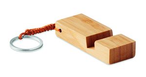TRINEU Eco-Friendly Bamboo Key Ring with Phone Stand - GiftRetail MO9743