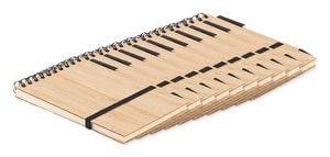 Пакет от 100 GiftRetail MO6528 - SONORABAM Eco-Friendly Bamboo A6 Notepad and Pen Set