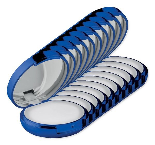 Pack of 100 GiftRetail MO9374 - DUO MIRROR Metallic Finish Lip Balm with Mirror Lid SPF10